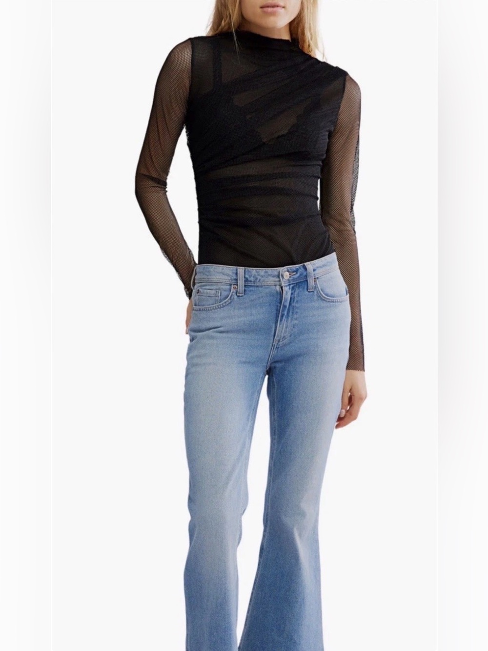 NWT Free People On My Way Mesh Bodysuit -Black-Sz XS